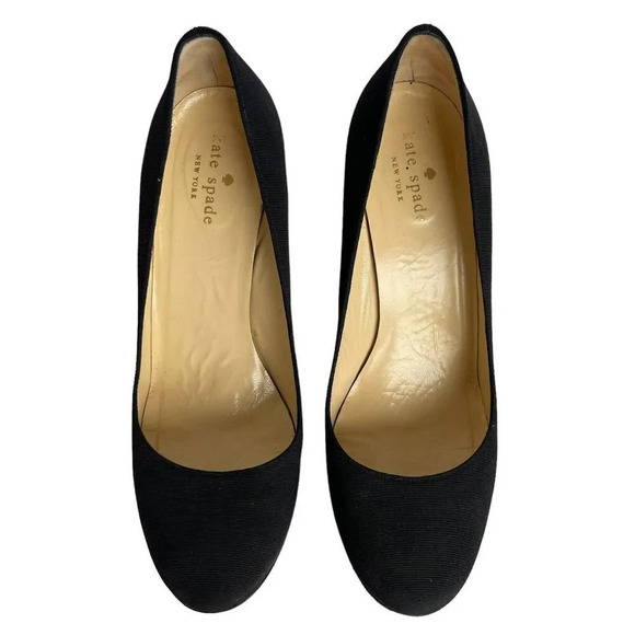 KATE SPADE Pumps Shoes Women’s Size 8.5B Black Glitter Stiletto Heels Round Toe - Picture 1 of 7